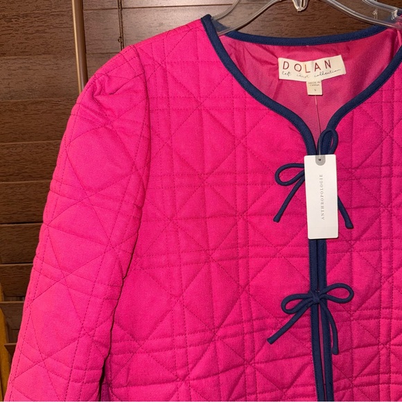 NWT $138 Anthropologie x DOLAN Pink Bow-Front Linen Quilted Lady Jacket S - Picture 6 of 9